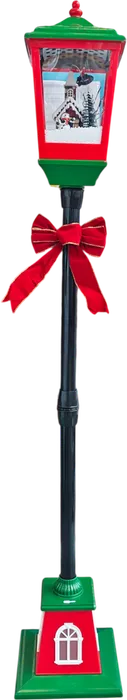 Farol Poste Navideño 1,57 M Rojo Y Verde Con Nieve
