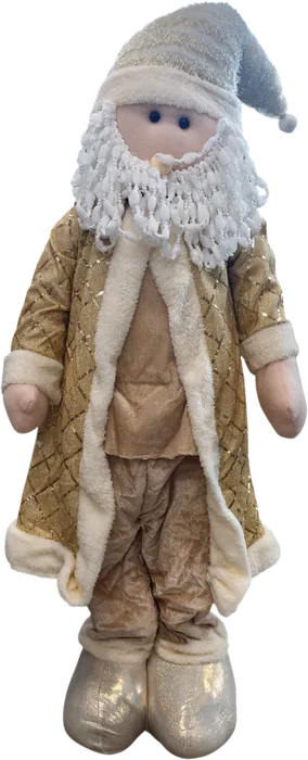 Muñeco Papá Noel Alargable 100 Cm Dorado Y Blanco