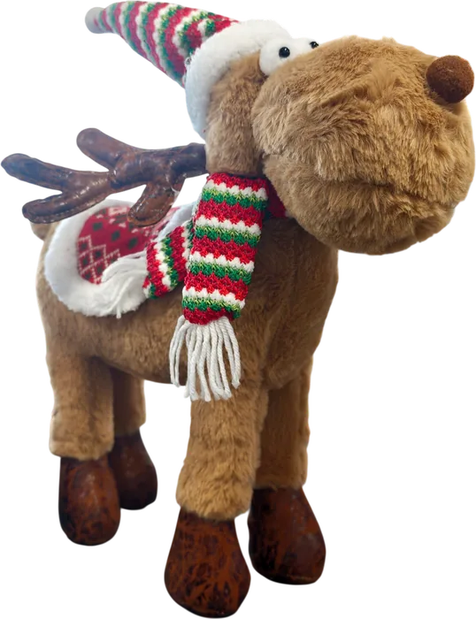Muñeco Reno Navideño Con Gorro 40 Cm